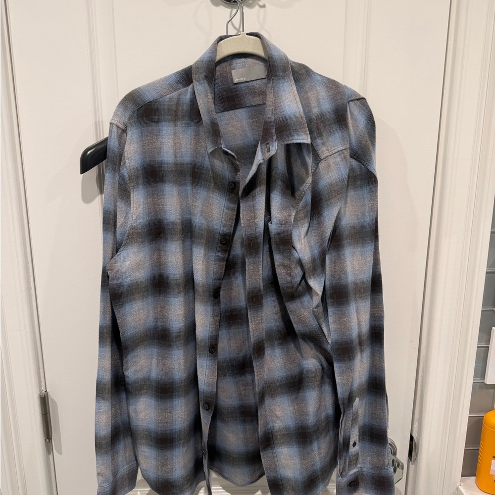 Vince Gray and Blue Plaid Shirt